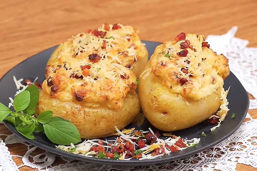 Batata Recheada com Bacon e Requeijão