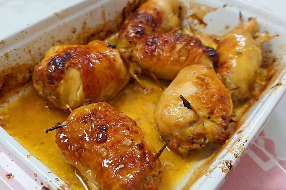 Frango Assado Suculento com Recheio