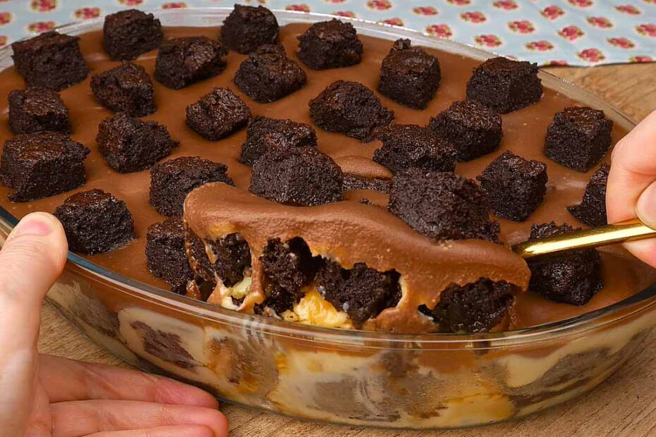 Pavê de Brownie com Creme de Baunilha