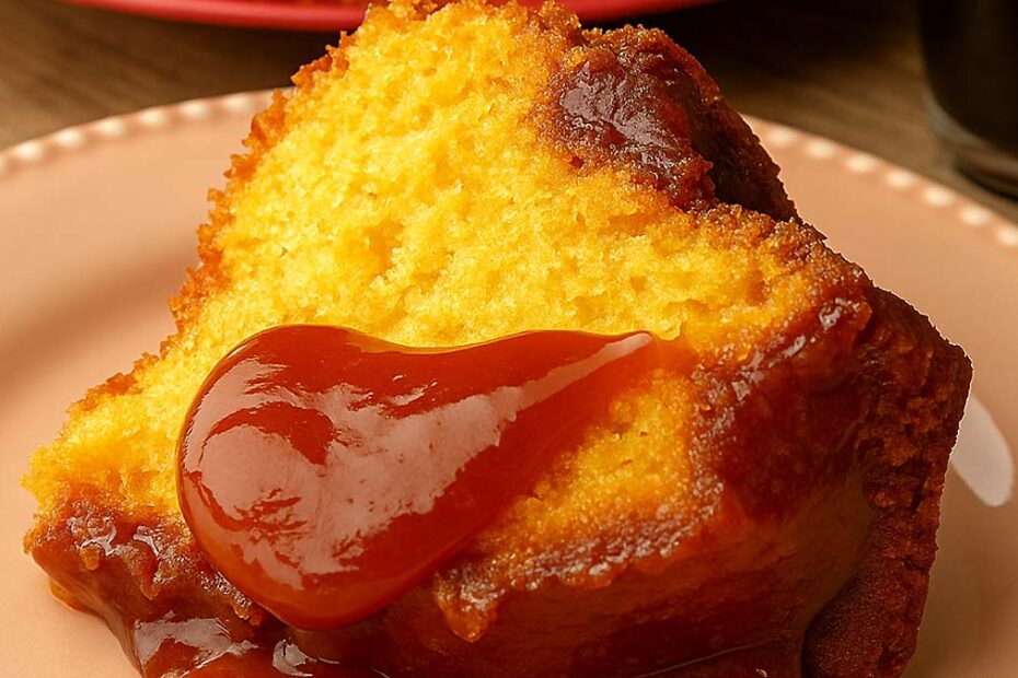 Bolo de Flocão com Calda de Goiabada