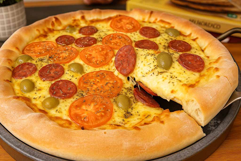 Pizza Caseira com Borda Recheada