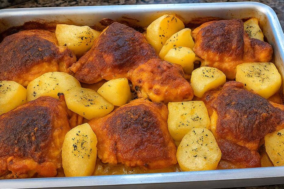 Frango Assado na Maionese com Batatas