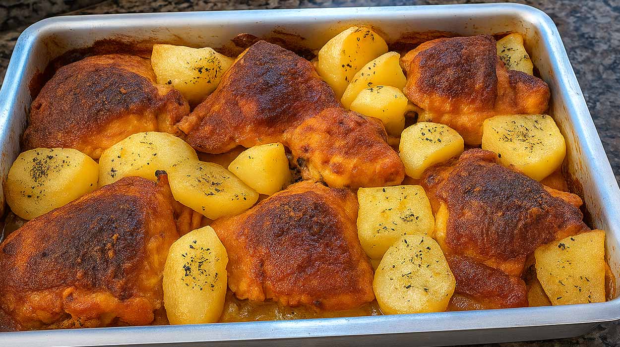 Frango Assado na Maionese com Batatas