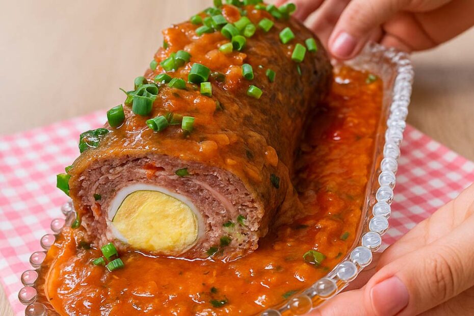Rocambole de Carne Moída com Presunto