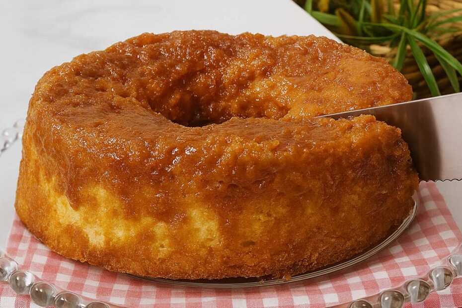Bolo de Caçarola com Calda Caramelizada
