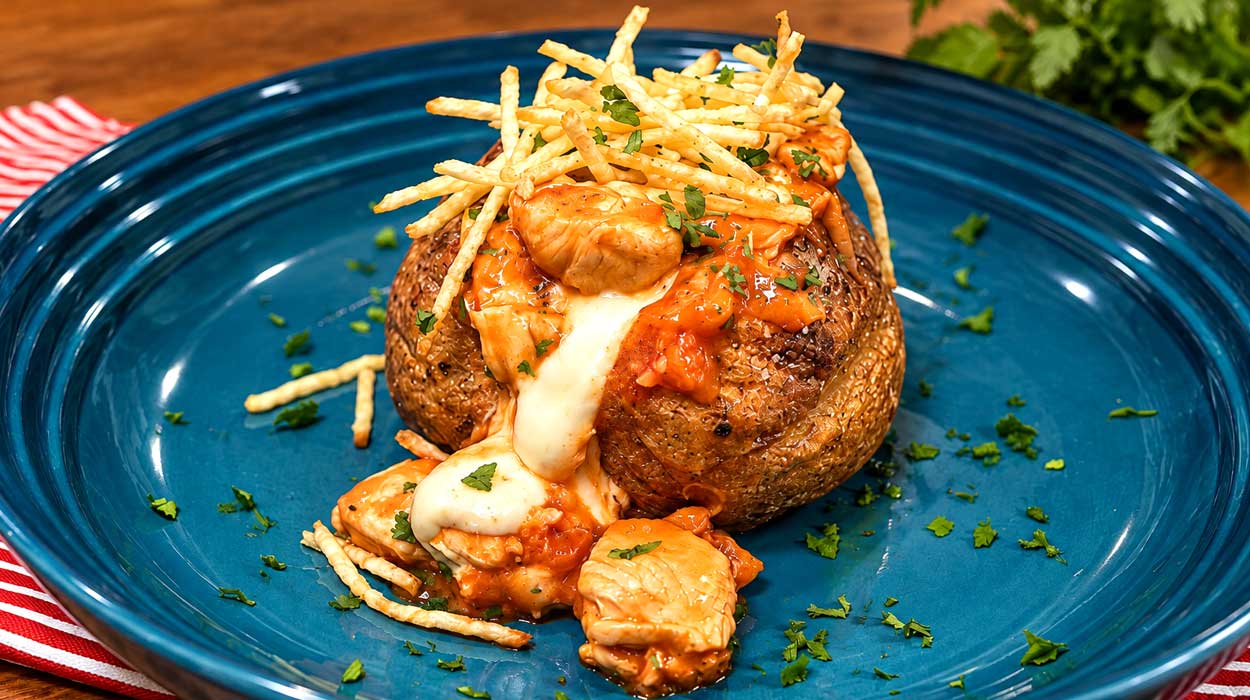Batata Recheada com Frango e Requeijão